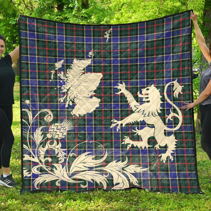 Scottish Ogilvie Hunting Modern Clan Tartan Quilt Rampant Lion with Thistle Tartan Plaid 1