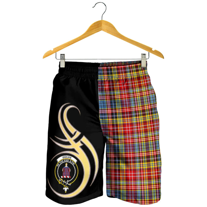 Scottish Ogilvie of Airlie Ancient Clan Crest Tartan Believe in Me Men's Shorts
