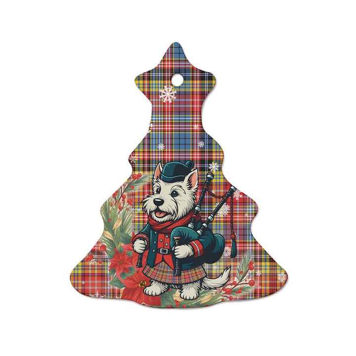 Scottish Ogilvie of Airlie Ancient Clan Tartan Ceramic Ornament Cute Scottish Terrier Dog Tree Style Tartan Plaid