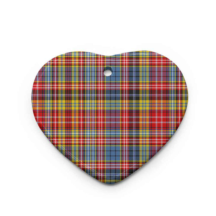 Scottish Ogilvie of Airlie Ancient Clan Tartan Ceramic Ornament Heart Shape Tartan Plaid