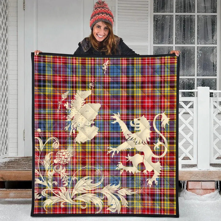 Scottish Ogilvie of Airlie Ancient Clan Tartan Quilt Rampant Lion with Thistle Tartan Plaid 3