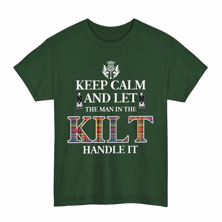 Scottish Ogilvie of Airlie Ancient Clan Tartan T-Shirt - Keep Calm Tartan Plaid Forest Green Color