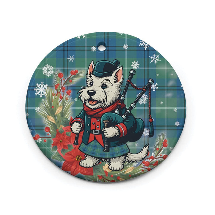 Scottish Oliphant Ancient Clan Tartan Ceramic Ornament Cute Scottish Terrier Dog Circle Style Tartan Plaid