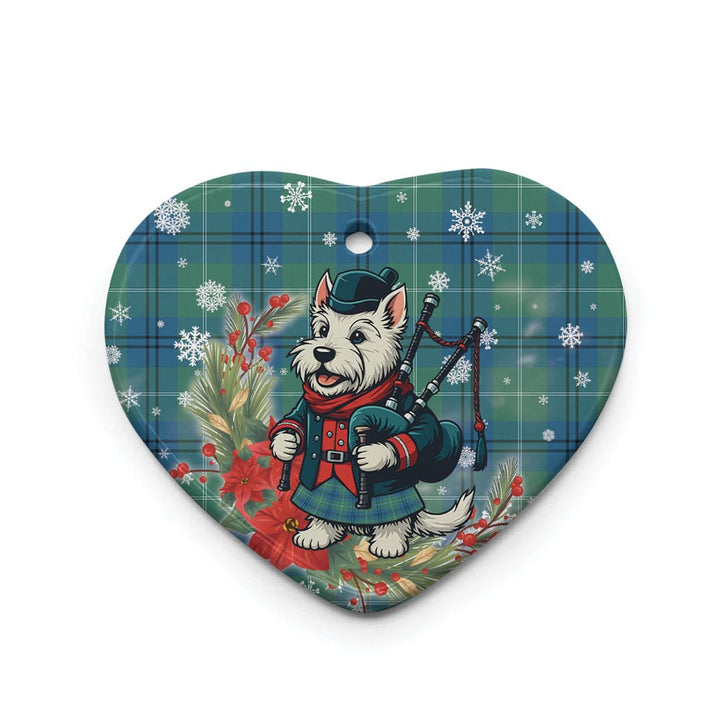 Scottish Oliphant Ancient Clan Tartan Ceramic Ornament Cute Scottish Terrier Dog Heart Style Tartan Plaid