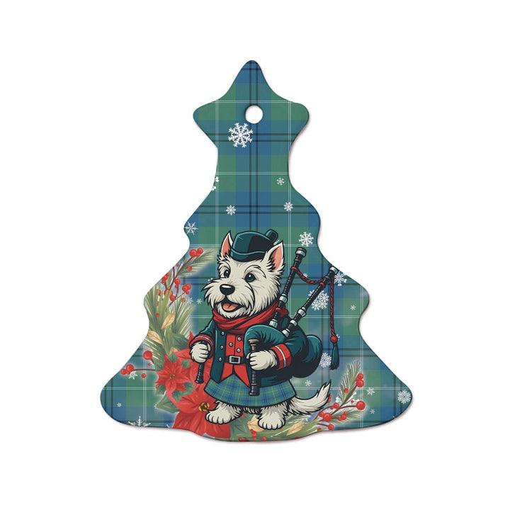 Scottish Oliphant Ancient Clan Tartan Ceramic Ornament Cute Scottish Terrier Dog Tree Style Tartan Plaid
