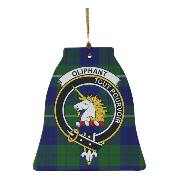 Scottish Oliphant Clan Crest Tartan Ceramic Ornament Bell Shape Tartan Plaid