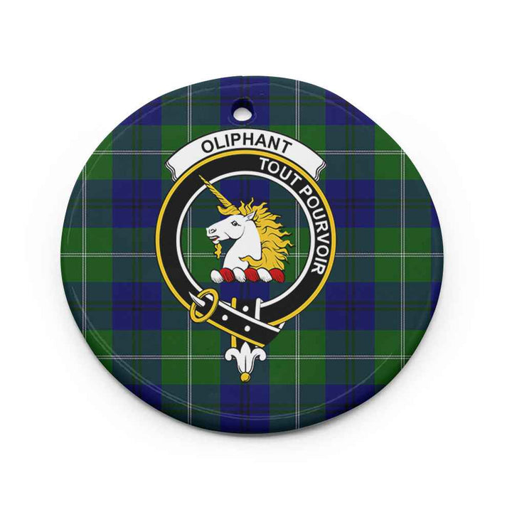 Scottish Oliphant Clan Crest Tartan Ceramic Ornament Circle Shape Tartan Plaid