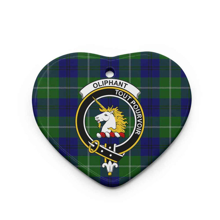 Scottish Oliphant Clan Crest Tartan Ceramic Ornament Heart Shape Tartan Plaid