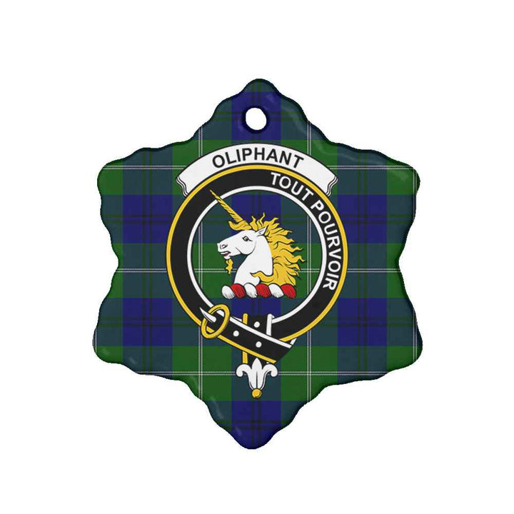 Scottish Oliphant Clan Crest Tartan Ceramic Ornament Snow Flake Shape Tartan Plaid
