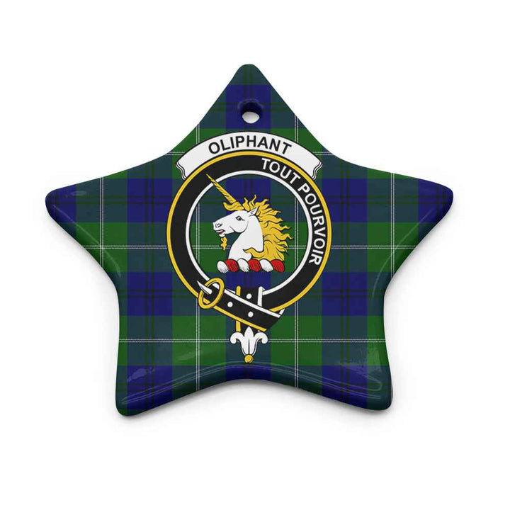 Scottish Oliphant Clan Crest Tartan Ceramic Ornament Star Shape Tartan Plaid