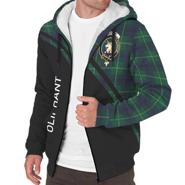 Scottish Oliphant Clan Crest Tartan Curve Sherpa Hoodie