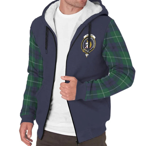 Scottish Oliphant Clan Crest Tartan Plaid Sleeve Sherpa Hoodie