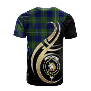 Scottish Oliphant Modern Clan Crest Tartan T-Shirt Believe in Me Back Side Tartan Plaid