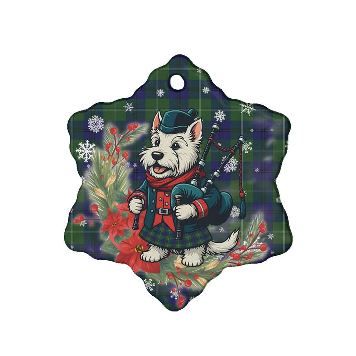 Scottish Oliphant Modern Clan Tartan Ceramic Ornament Cute Scottish Terrier Dog Snow Flake Style Tartan Plaid