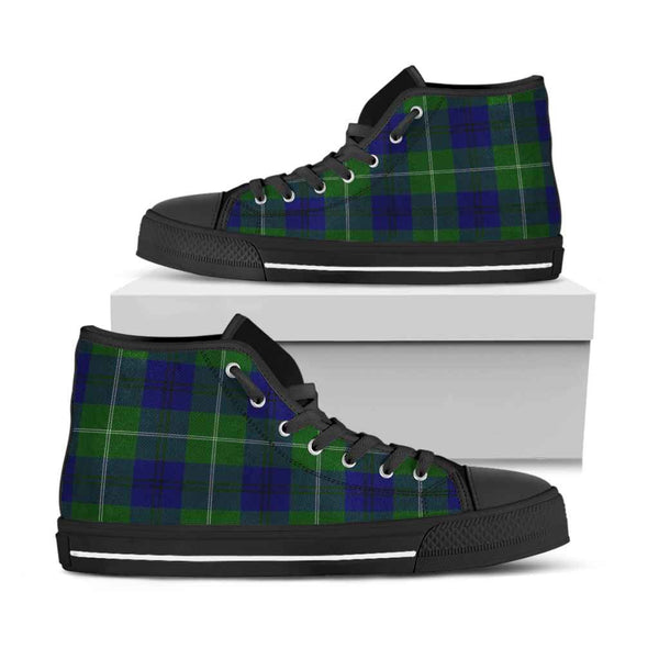 Scottish Oliphant Modern Clan Tartan High Top Shoes Black Sole Tartan Plaid
