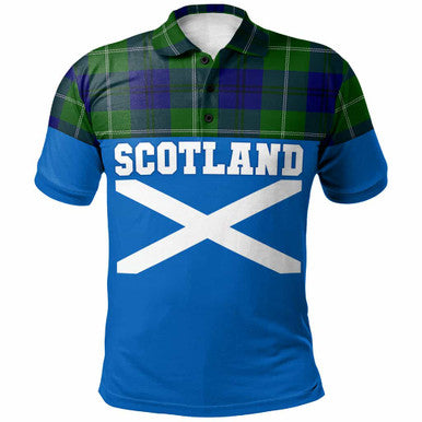 Scottish Oliphant Modern Clan Tartan Polo Shirt - Lion Rampant of Scotland With Flag Front Side Tartan Plaid