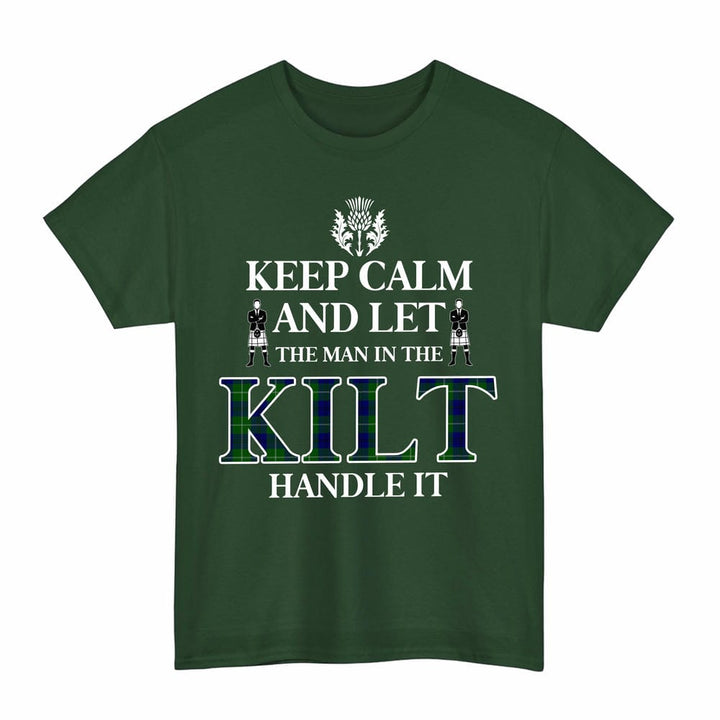 Scottish Oliphant Modern Clan Tartan T-Shirt - Keep Calm Tartan Plaid Forest Green Color