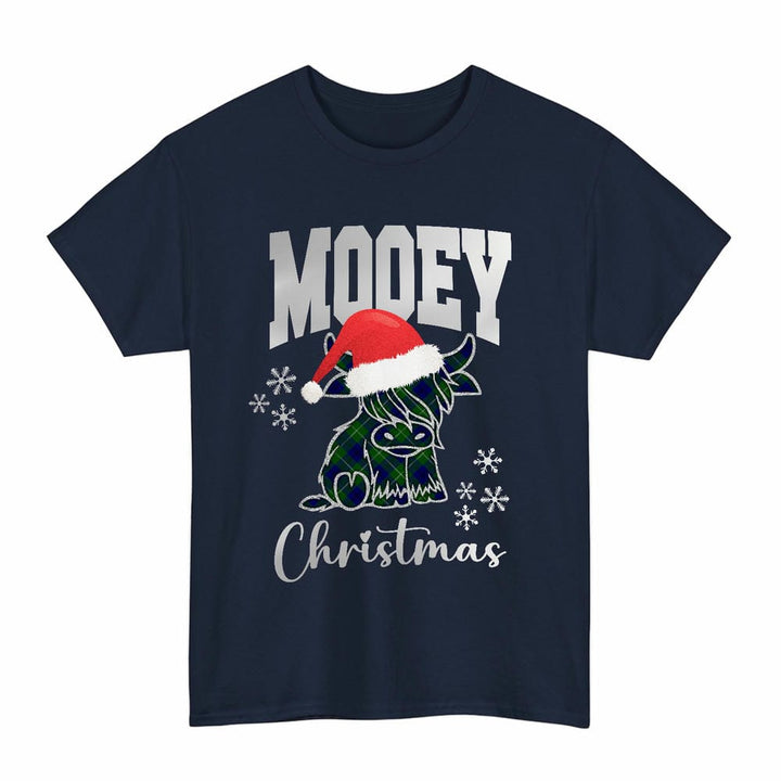 Scottish Oliphant Modern Clan Tartan T-Shirt - Mooey Christmas Tartan Plaid Navy Color