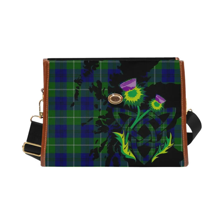 Scottish Oliphant Modern Clan Tartan Waterproof Canvas Bag With Thistle Tartan Plaid 2