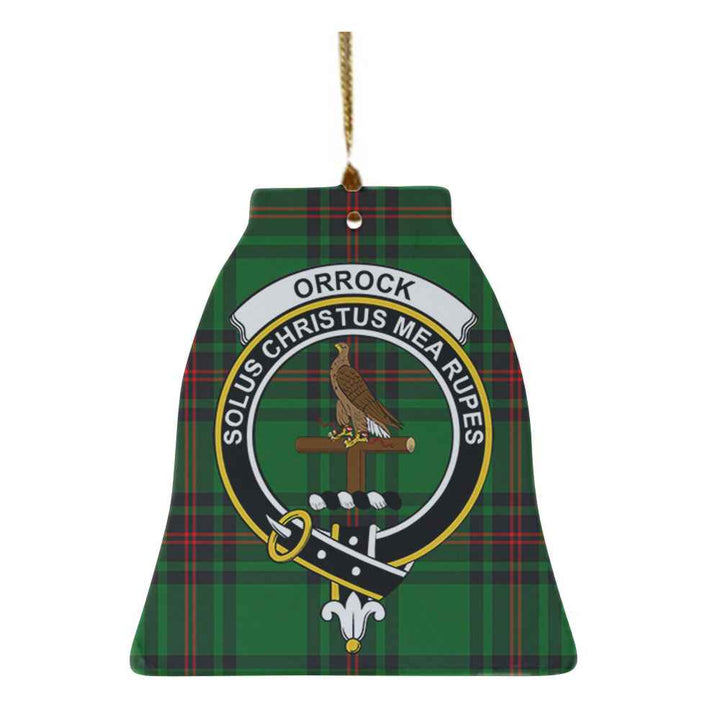 Scottish Orrock Clan Crest Tartan Ceramic Ornament Bell Shape Tartan Plaid