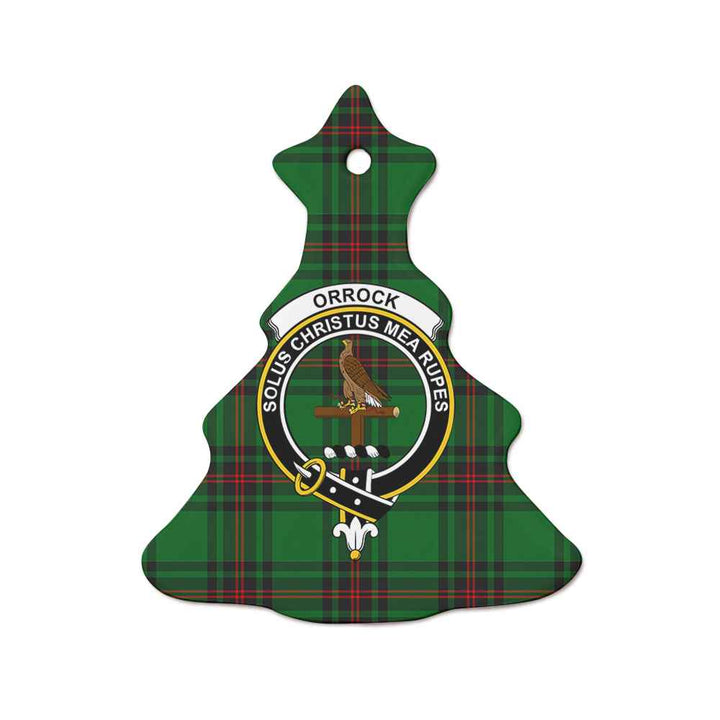 Scottish Orrock Clan Crest Tartan Ceramic Ornament Tree Shape Tartan Plaid