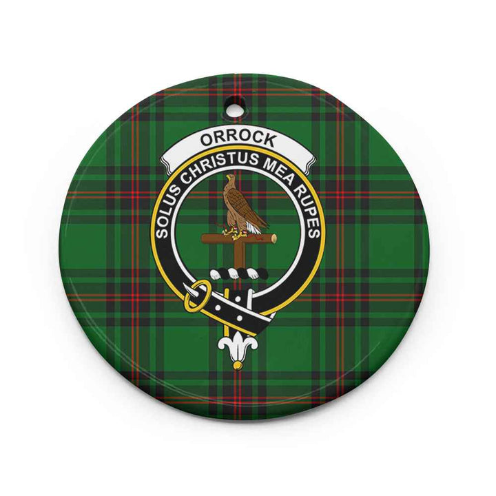 Scottish Orrock Clan Crest Tartan Ceramic Ornament Circle Shape Tartan Plaid