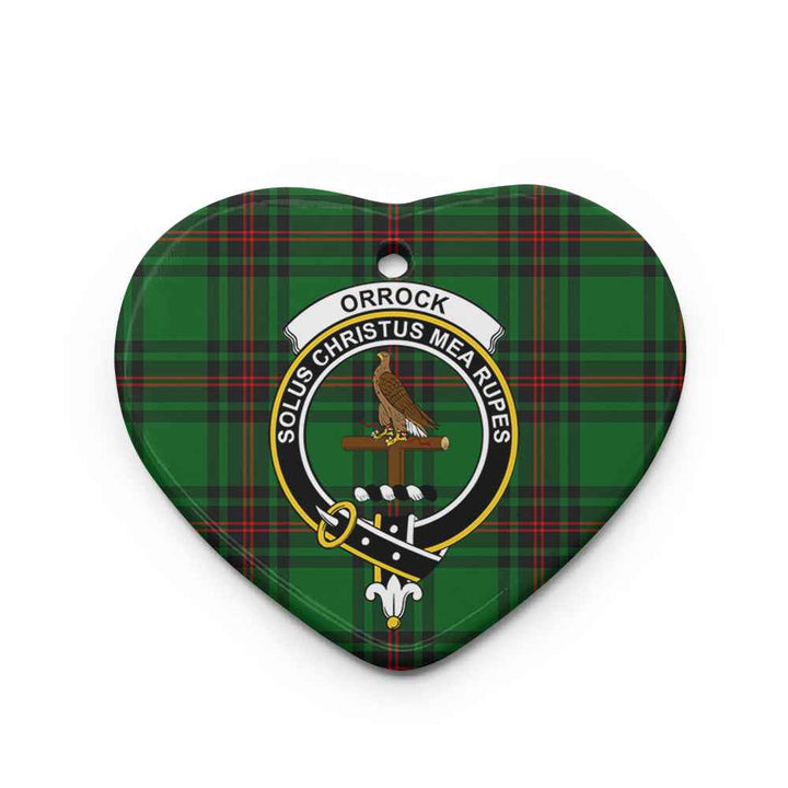 Scottish Orrock Clan Crest Tartan Ceramic Ornament Heart Shape Tartan Plaid