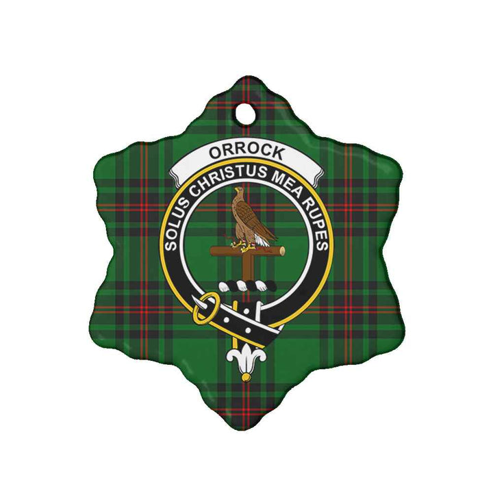 Scottish Orrock Clan Crest Tartan Ceramic Ornament Snow Flake Shape Tartan Plaid