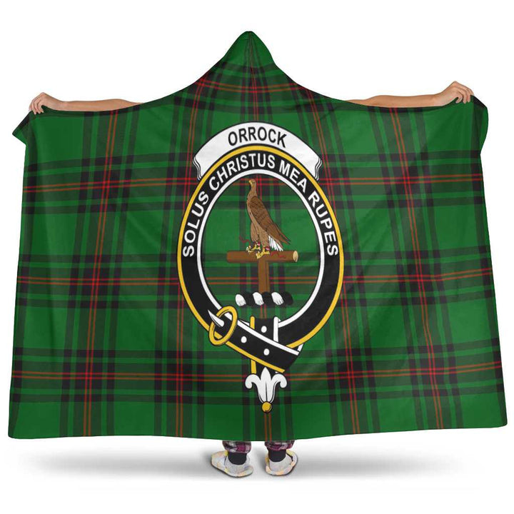 Scottish Orrock Clan Crest Tartan Hooded Blanket Tartan Plaid 1