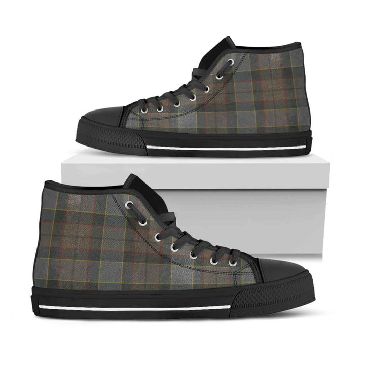 Scottish Outlander Fraser Clan Tartan High Top Shoes Black Sole Tartan Plaid