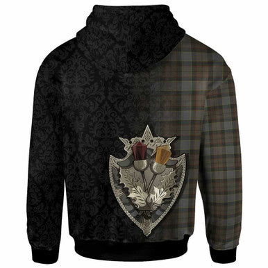 Scottish Outlander Fraser Clan Tartan Hoodie - Half Thistle Flowers Celtic Design Back Side Tartan Plaid