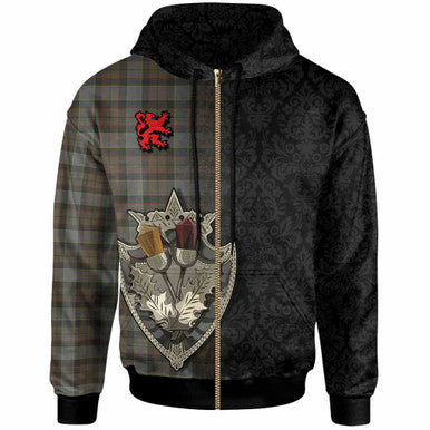 Scottish Outlander Fraser Clan Tartan Hoodie - Half Thistle Flowers Celtic Design Zip-up Tartan Plaid