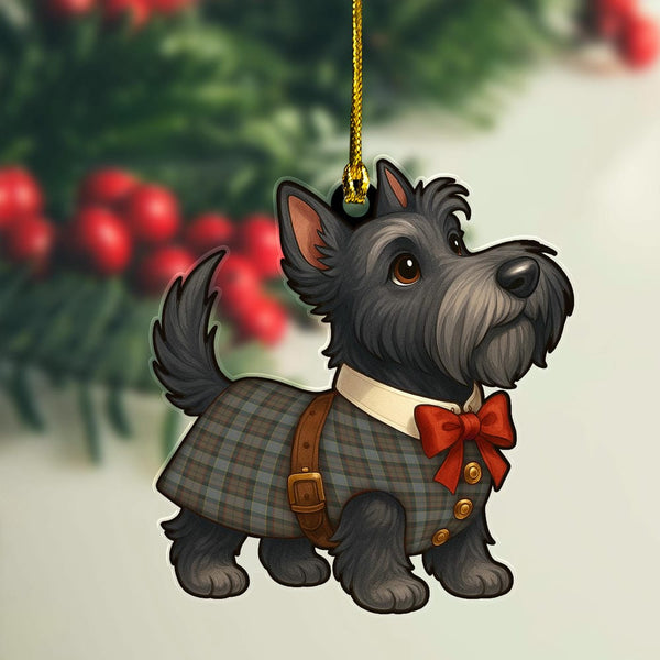 Scottish Outlander Fraser Clan Tartan Ornament Scottie Dog Tartan Plaid