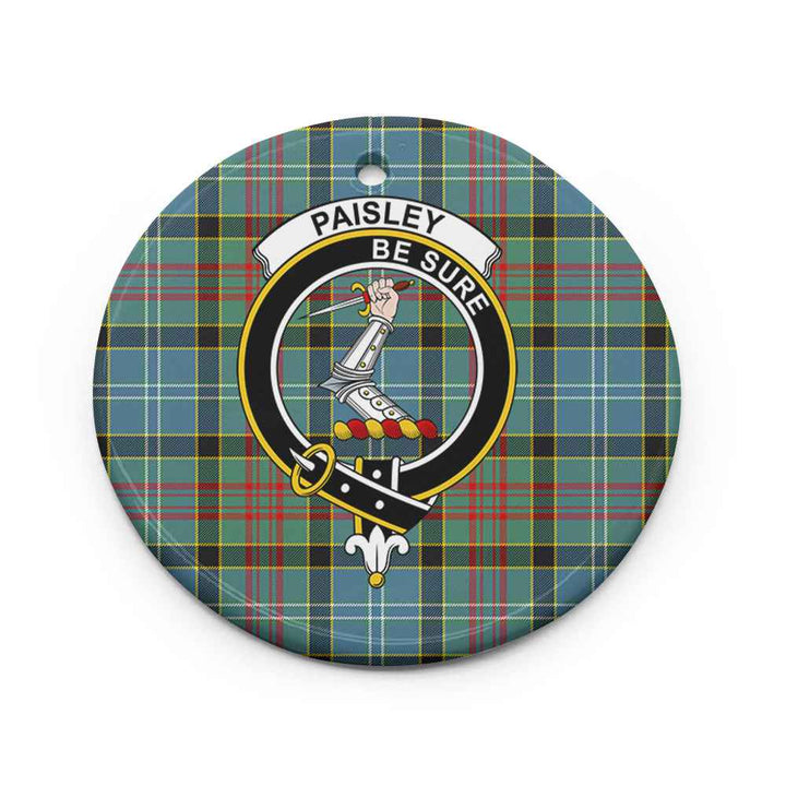 Scottish Paisley Clan Crest Tartan Ceramic Ornament Circle Shape Tartan Plaid