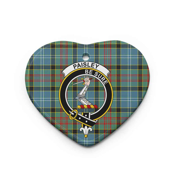 Scottish Paisley Clan Crest Tartan Ceramic Ornament Heart Shape Tartan Plaid