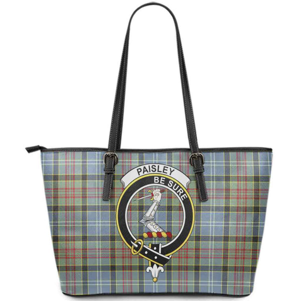 Scottish Paisley Clan Crest Tartan Leather Tote Tartan Plaid