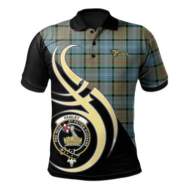 Scottish Paisley Clan Crest Tartan Polo Shirt Believe in Me Front Side Tartan Plaid