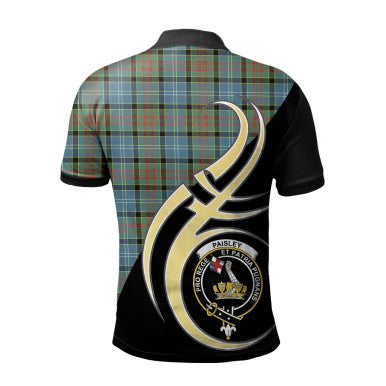 Scottish Paisley Clan Crest Tartan Polo Shirt Believe in Me Back Side Tartan Plaid
