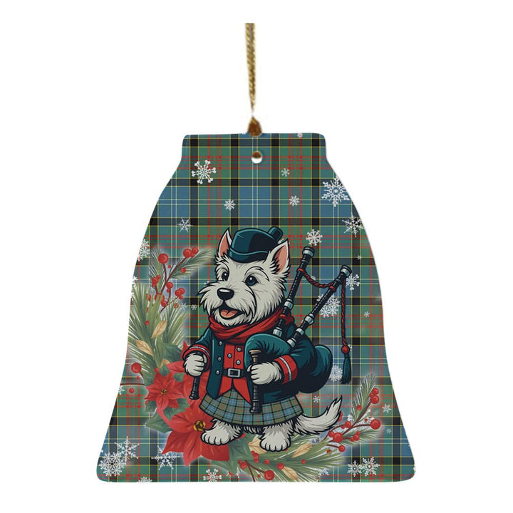 Scottish Paisley District Clan Tartan Ceramic Ornament Cute Scottish Terrier Dog Bell Style Tartan Plaid