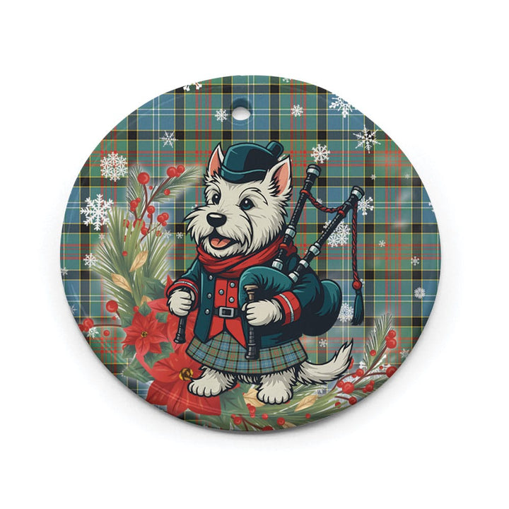 Scottish Paisley District Clan Tartan Ceramic Ornament Cute Scottish Terrier Dog Circle Style Tartan Plaid