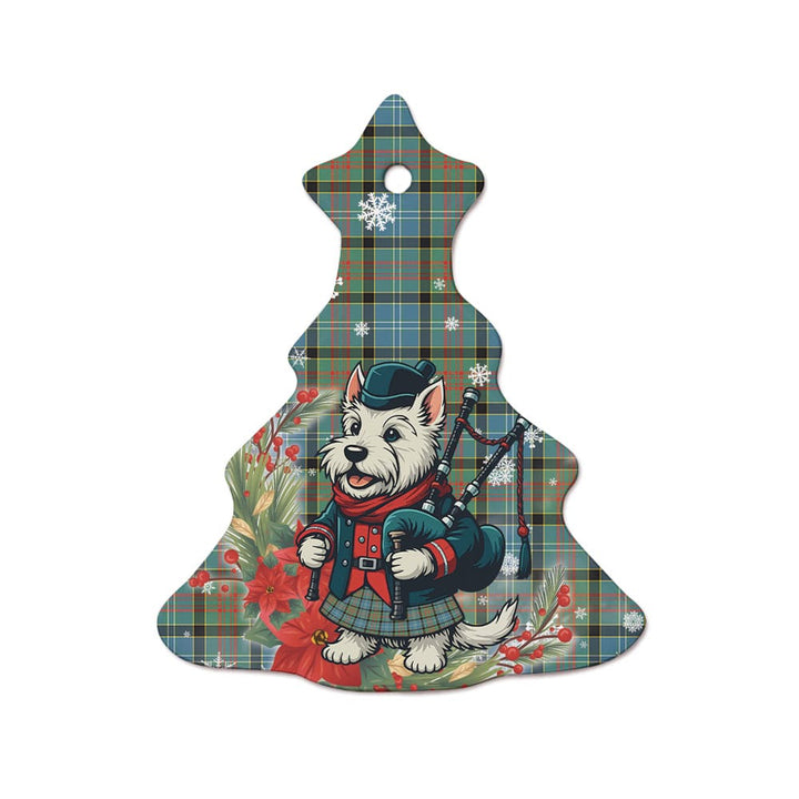 Scottish Paisley District Clan Tartan Ceramic Ornament Cute Scottish Terrier Dog Tree Style Tartan Plaid