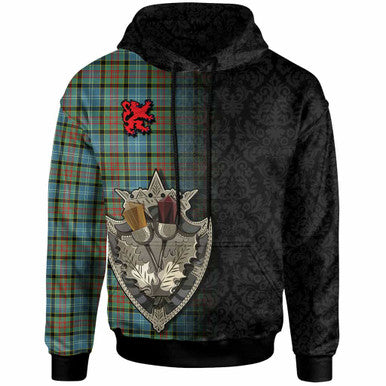 Scottish Paisley District Clan Tartan Hoodie - Half Thistle Flowers Celtic Design Front Side Tartan Plaid