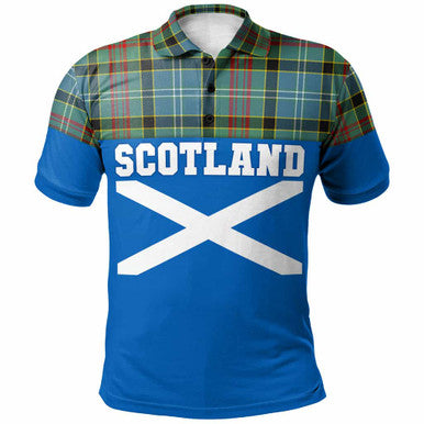 Scottish Paisley District Clan Tartan Polo Shirt - Lion Rampant of Scotland With Flag Front Side Tartan Plaid