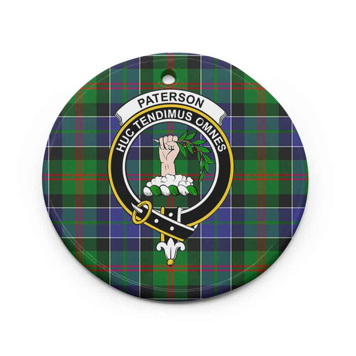 Scottish Paterson Clan Crest Tartan Ceramic Ornament Circle Shape Tartan Plaid