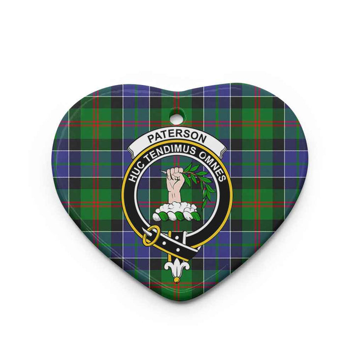 Scottish Paterson Clan Crest Tartan Ceramic Ornament Heart Shape Tartan Plaid