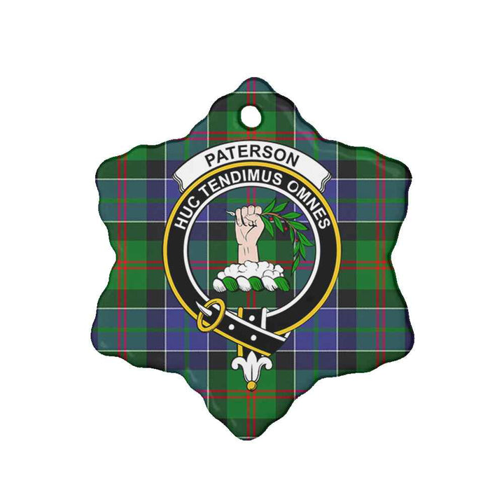 Scottish Paterson Clan Crest Tartan Ceramic Ornament Snow Flake Shape Tartan Plaid