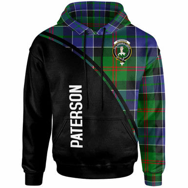 Scottish Paterson Clan Crest Tartan Curve Hoodie Front Side Tartan Plaid