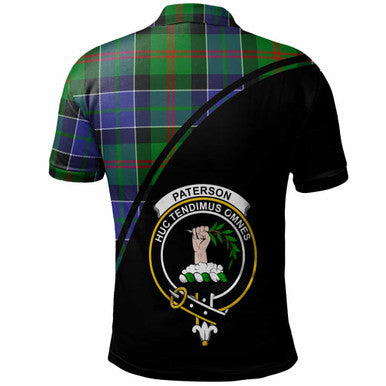 Scottish Paterson Clan Crest Tartan Curve Polo Shirt Back Side Tartan Plaid