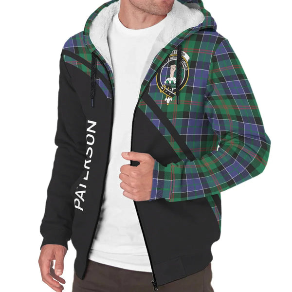 Scottish Paterson Clan Crest Tartan Curve Sherpa Hoodie