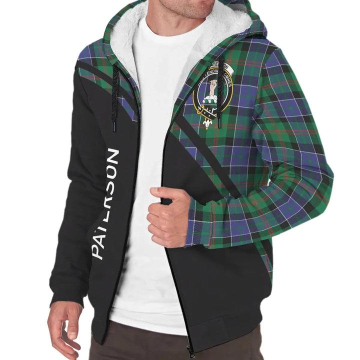 Scottish Paterson Clan Crest Tartan Curve Sherpa Hoodie